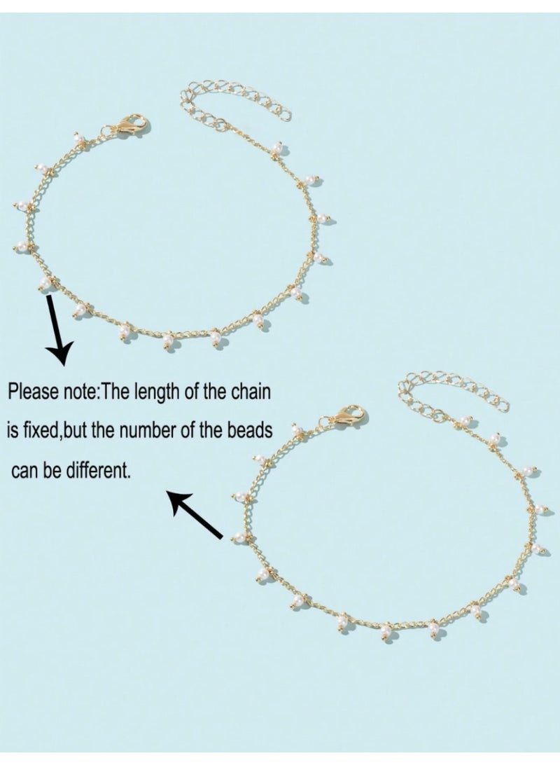 ڤيا خلخال أنيق مزين بحبات لؤلؤ صناعي ناعمة، يمنح القدم لمسة أنثوية كلاسيكية مثالية للشاطئ والإطلالات الصيفية. - Image 4